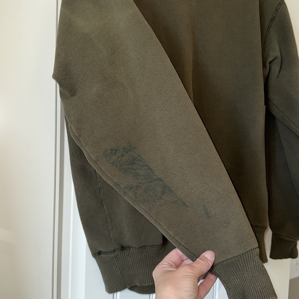 Vintage army green Champion pullover sweatshirt USA made medium *stain* - Picture 13 of 13